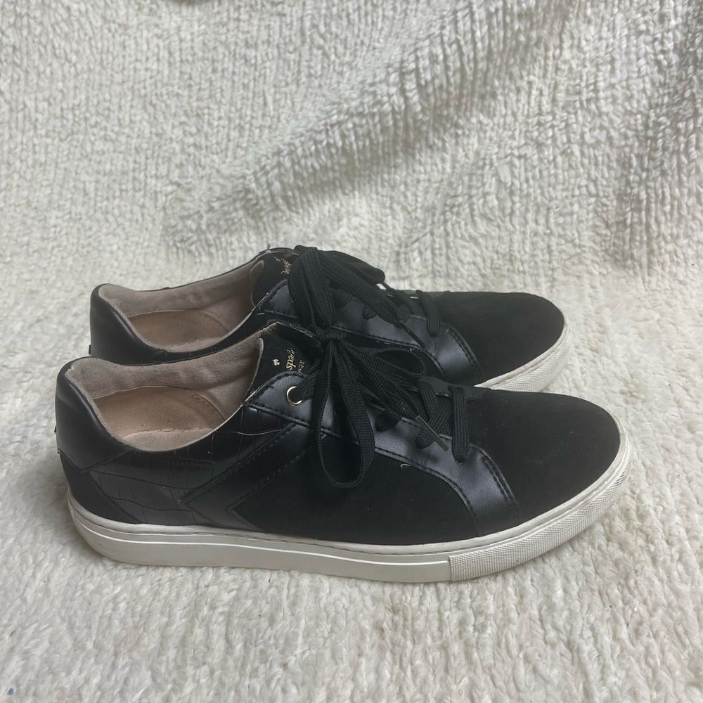Kate Spade New York  leather black suede low top lace up sneakers SZ8.5B - Picture 2 of 8